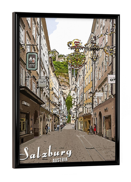 Poster mit schwarzem Rahmen "Salzburg Vintage" artboxONE - Städte,Architektur