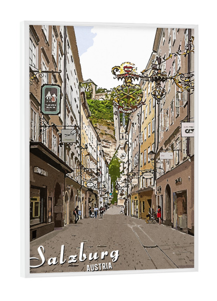 Poster mit weißem Rahmen "Salzburg Vintage" artboxONE - Städte,Architektur