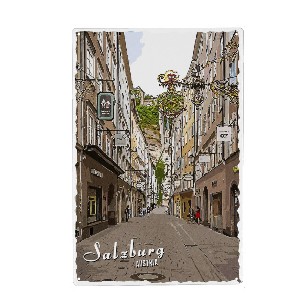 Metall Poster "Salzburg Vintage" artboxONE - Städte,Architektur