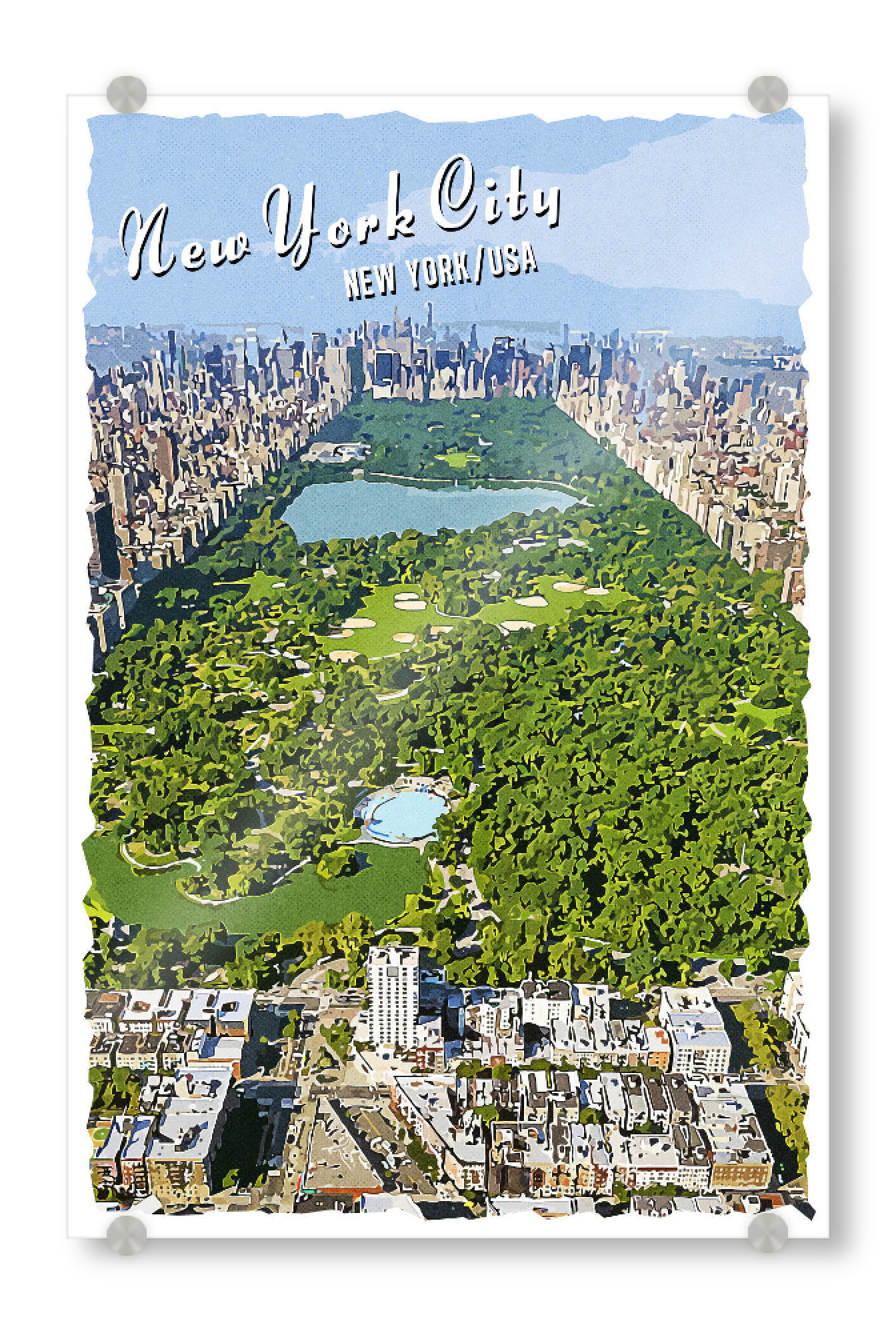 Acrylglasbild "New York Vintage Panorama" artboxONE - Städte / New York,Architektur
