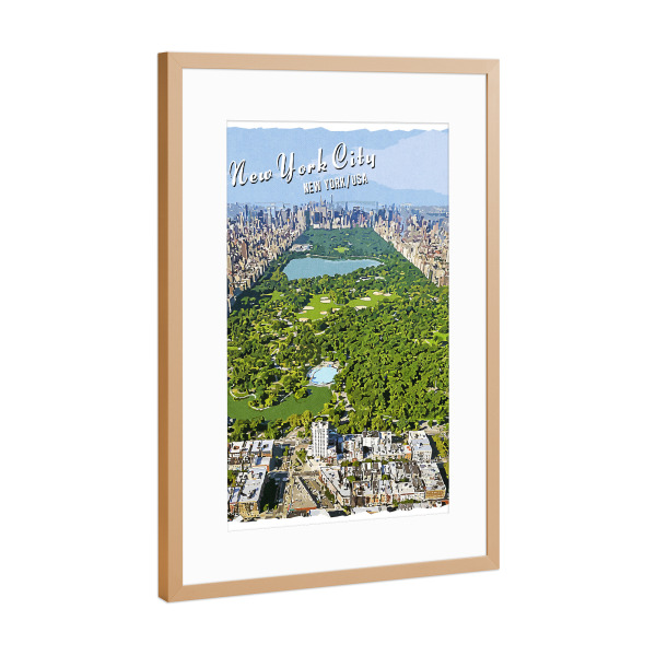 Poster mit Rahmen Kupfer "New York Vintage Panorama" artboxONE - Städte / New York,Architektur