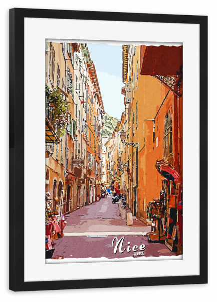 Poster mit Rahmen schwarz "Nizza Vintage" artboxONE - Städte,Architektur