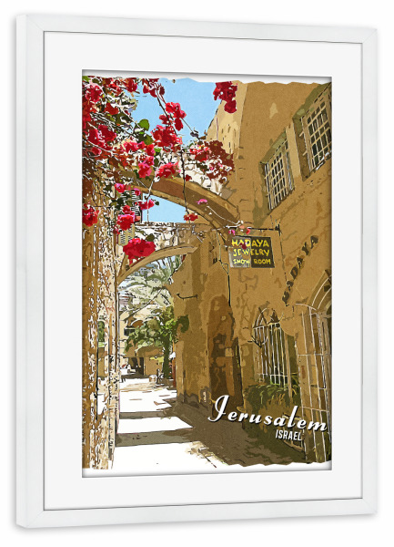 Poster mit Rahmen weiß "Jerusalem Vintage" artboxONE - Städte,Architektur