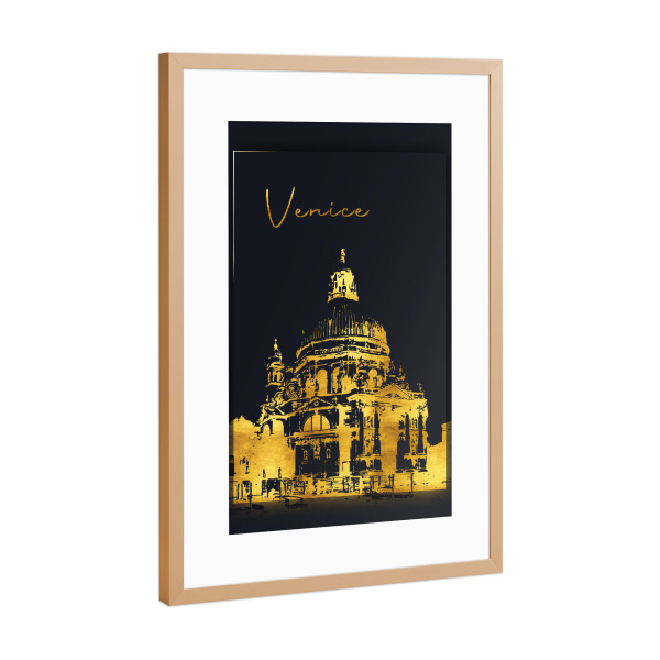 Poster mit Rahmen Kupfer "Venedig in Gold" artboxONE - Städte,Architektur,Städte / Venedig
