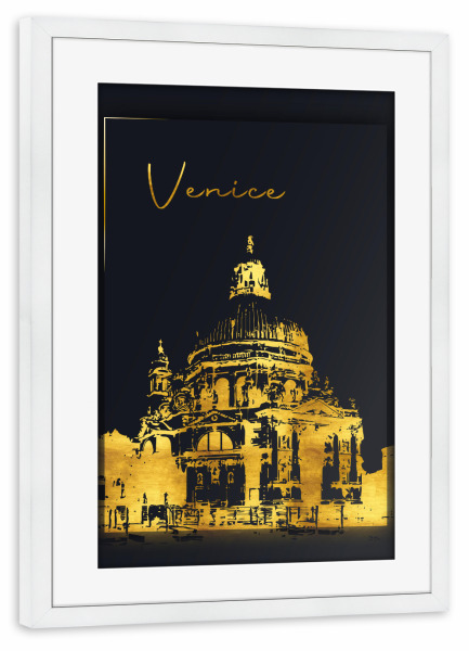 Poster mit Rahmen weiß "Venedig in Gold" artboxONE - Städte,Architektur,Städte / Venedig