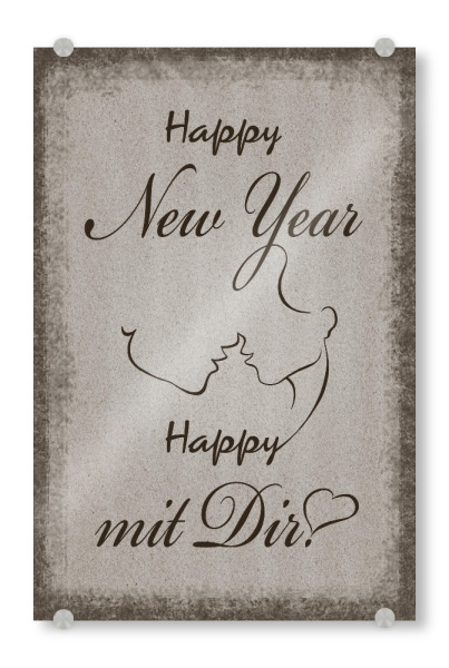 Acrylglasbild "Happy mit Dir - retro" artboxONE - Typografie,Liebe