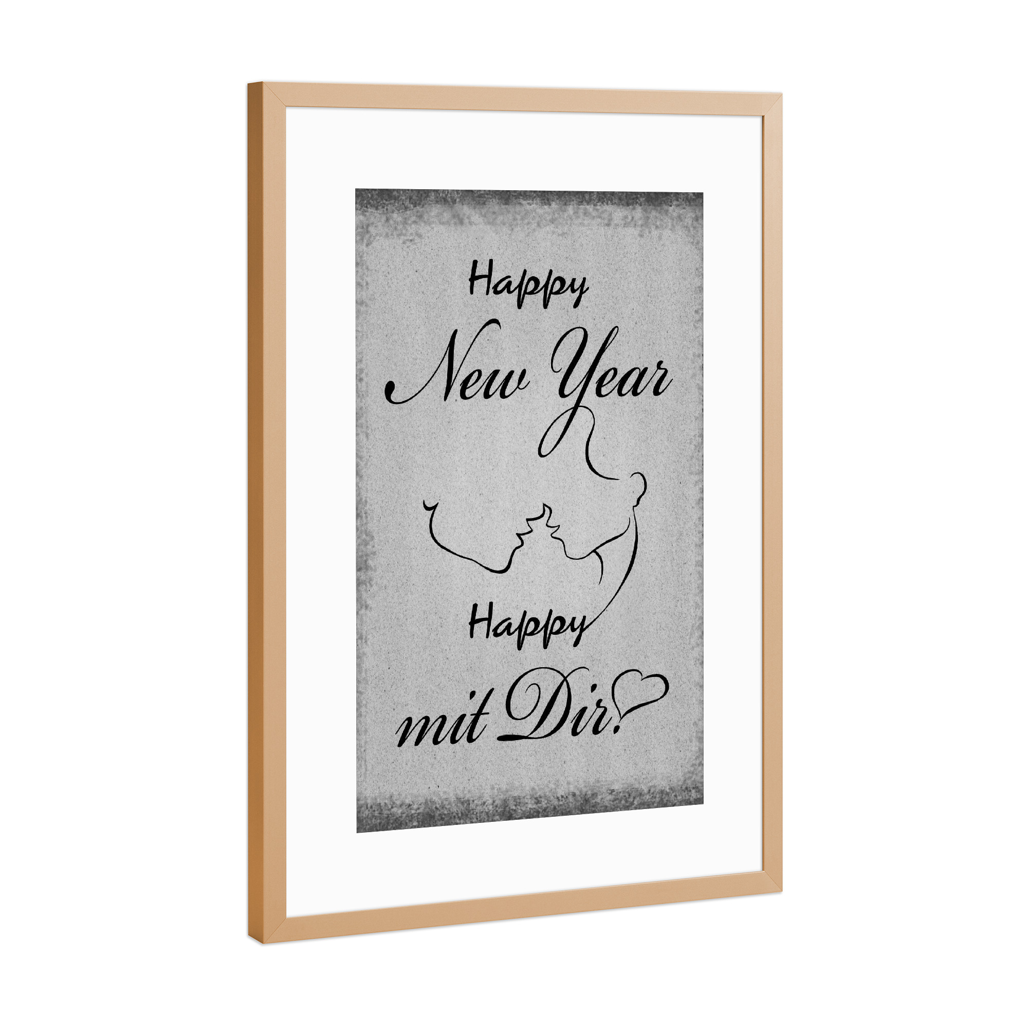 Poster mit Rahmen Kupfer "Happy mit Dir" artboxONE - Typografie,Schwarzweiß,Liebe