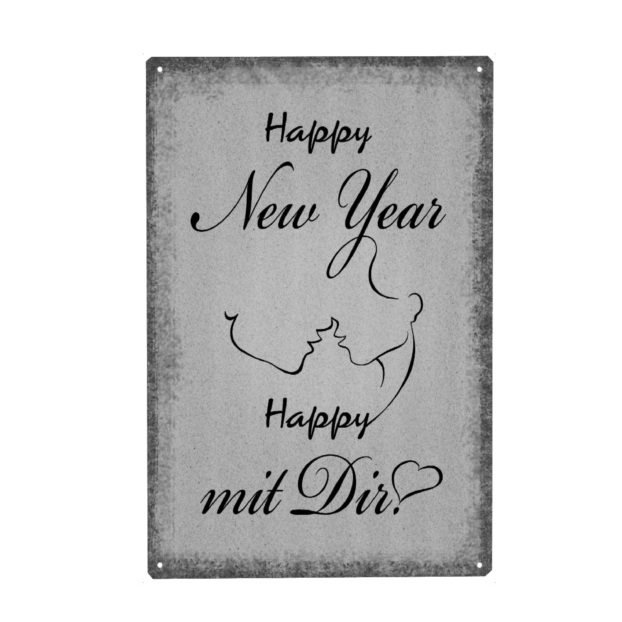 Metall Poster "Happy mit Dir" artboxONE - Typografie,Schwarzweiß,Liebe