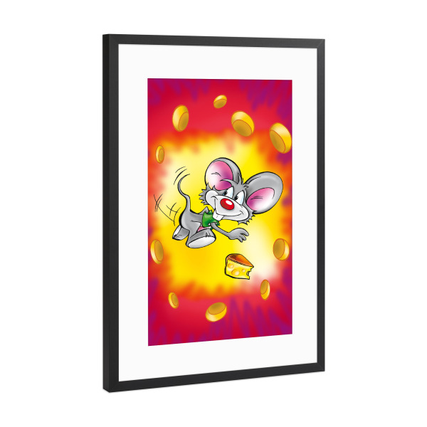 Poster mit Rahmen Schwarz (Metallic) "Comic Maus" artboxONE - Tiere,Comic