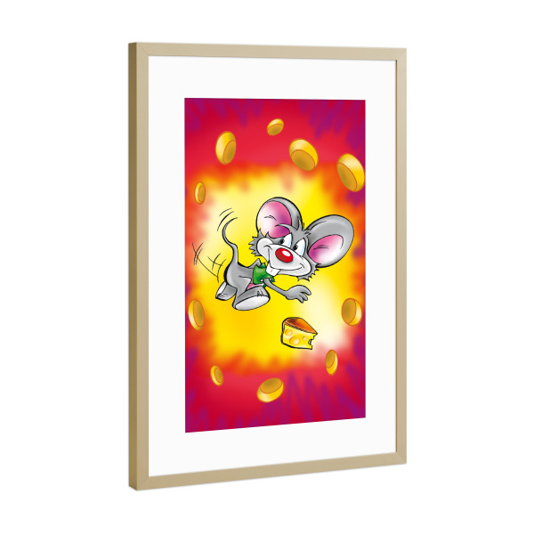Poster mit Rahmen Gold "Comic Maus" artboxONE - Tiere,Comic