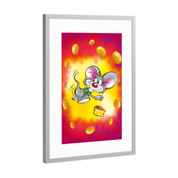 Poster mit Rahmen Silber "Comic Maus" artboxONE - Tiere,Comic