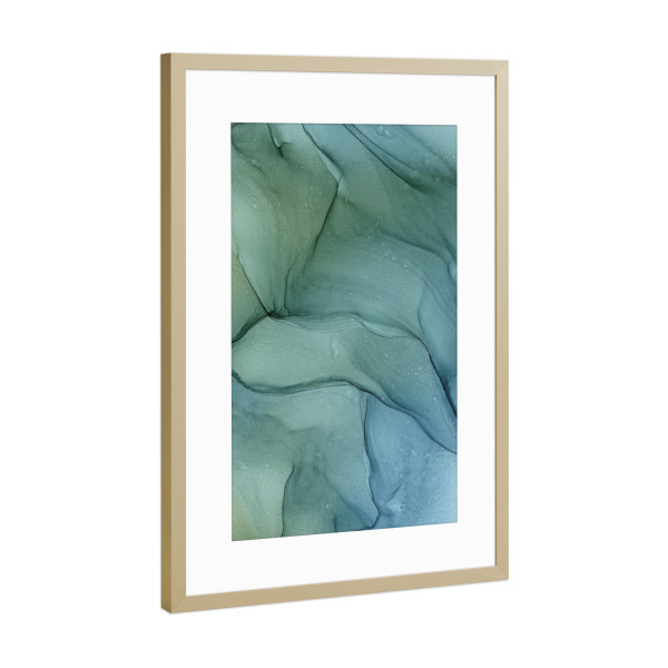 Poster mit Rahmen Gold "Grau Green Z" artboxONE - Abstrakt