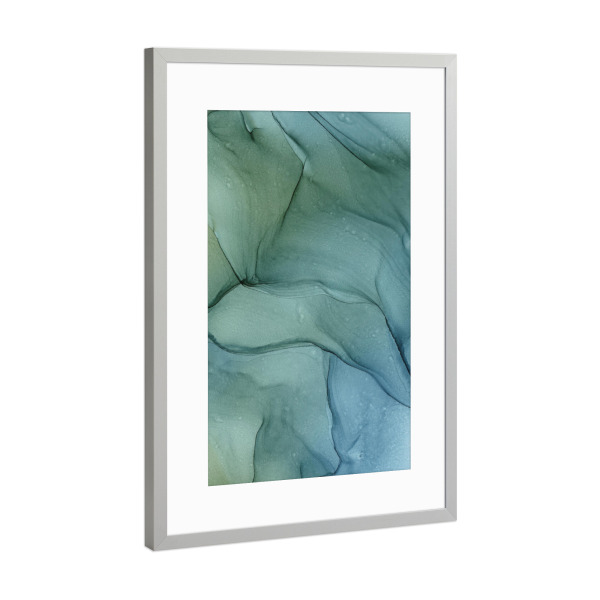 Poster mit Rahmen Silber "Grau Green Z" artboxONE - Abstrakt