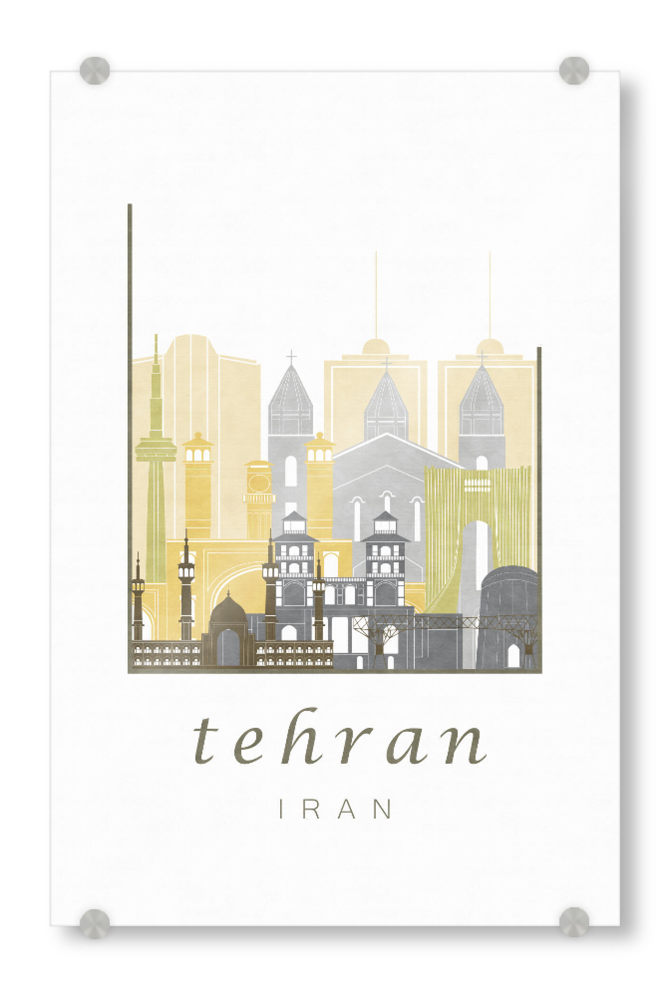 Acrylglasbild "Tehran skyline desert" artboxONE - Städte,Reise,Architektur,Kartografie