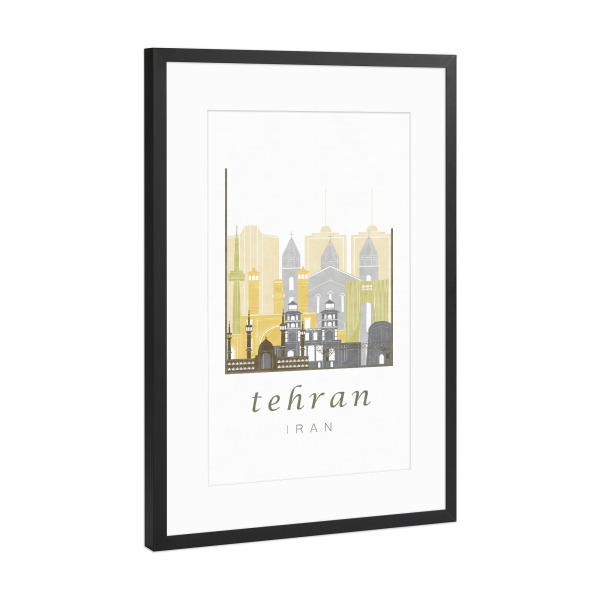 Poster mit Rahmen Schwarz (Metallic) "Tehran skyline desert" artboxONE - Städte,Reise,Architektur,Kartografie