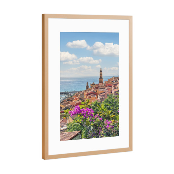 Poster mit Rahmen Kupfer "Menton" artboxONE - Städte,Reise,Architektur,Reise / Strand und Meer,Reise / Länder