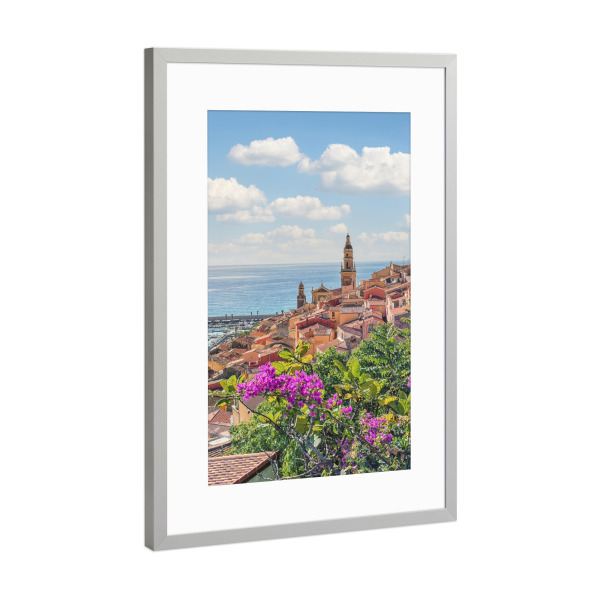 Poster mit Rahmen Silber "Menton" artboxONE - Städte,Reise,Architektur,Reise / Strand und Meer,Reise / Länder