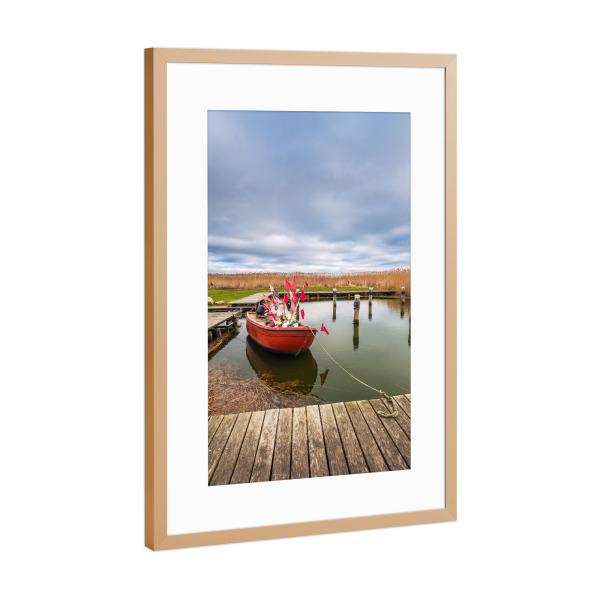 Poster mit Rahmen Kupfer "Fischerboot am Bodden" artboxONE - Natur,Reise,Reise / Strand und Meer
