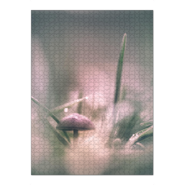 Puzzle Ravensburger "Kleiner Pilz" artboxONE - Natur - Pilz,Wiese,Grashalme,Makrofoto,Nahaufnahme,Bokeh,Pilzhut - Bild pilz