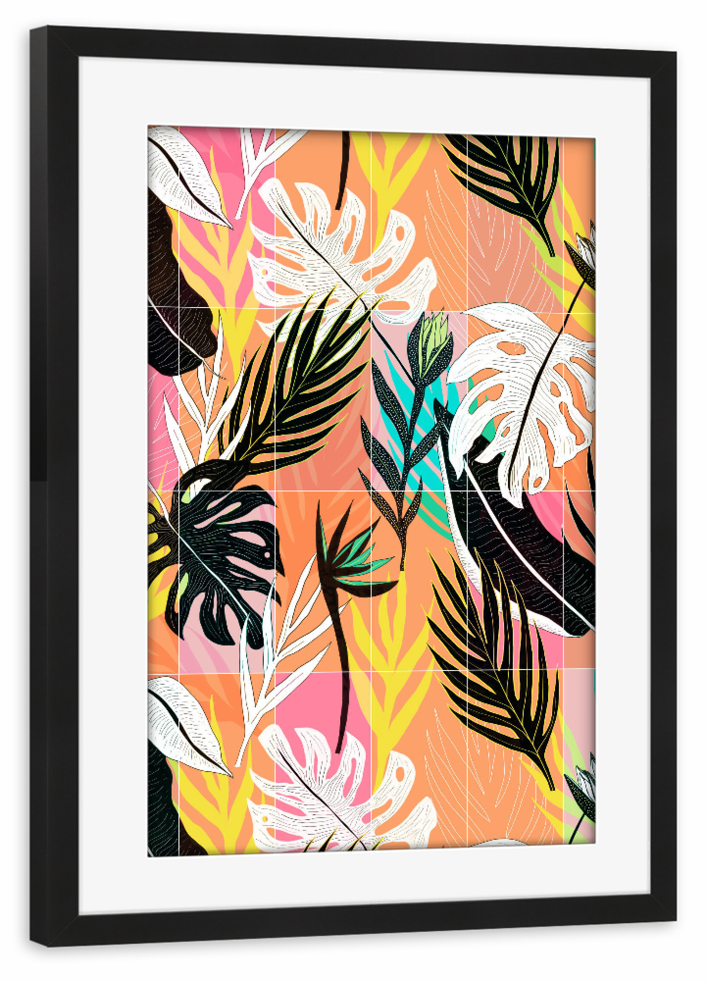 Poster mit Rahmen schwarz "Tropical Bold Tiles" artboxONE - Natur,Floral,Abstrakt