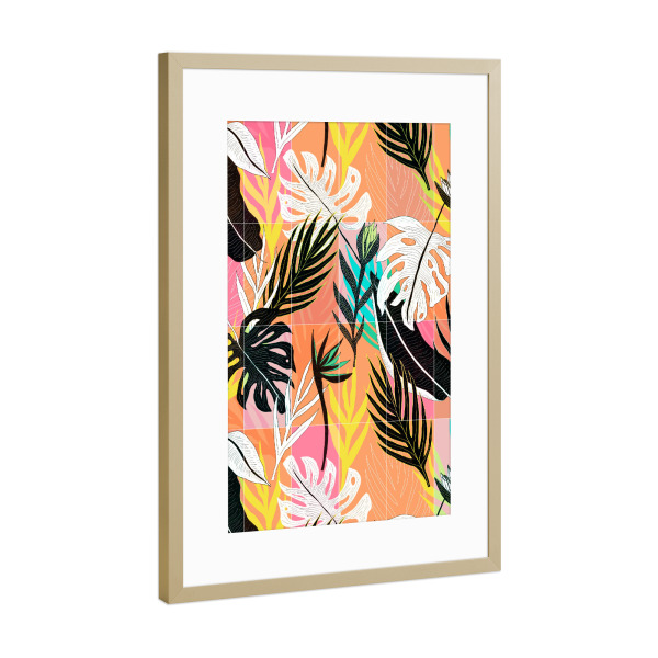 Poster mit Rahmen Gold "Tropical Bold Tiles" artboxONE - Natur,Floral,Abstrakt