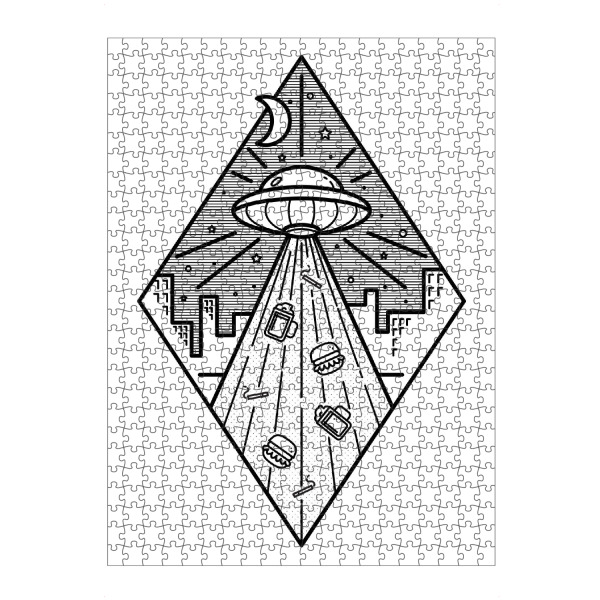 Puzzle Ravensburger "In UFO glauben wir" artboxONE - Comic,Schwarzweiß,Männer,Essen & Trinken / Alkohol,Lustig