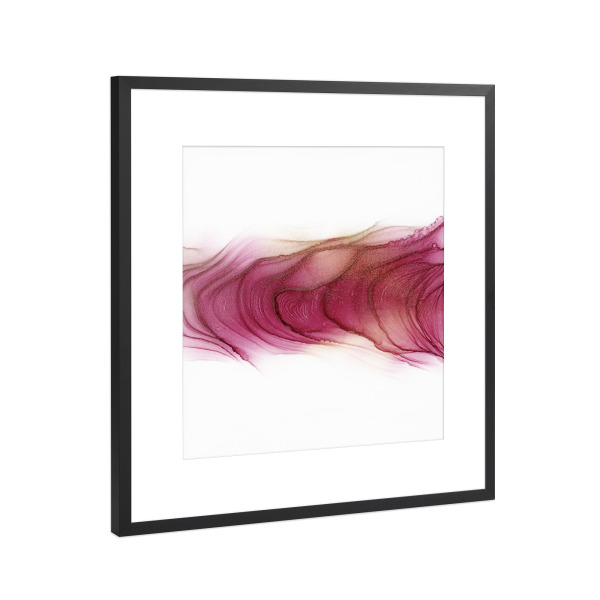 Poster mit Rahmen Schwarz (Metallic) "Rosa C waves" artboxONE - Abstrakt