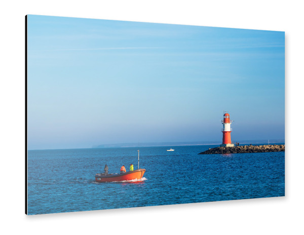 Alu-Dibond "Fischerboot und Mole" 30x20 cm artboxONE