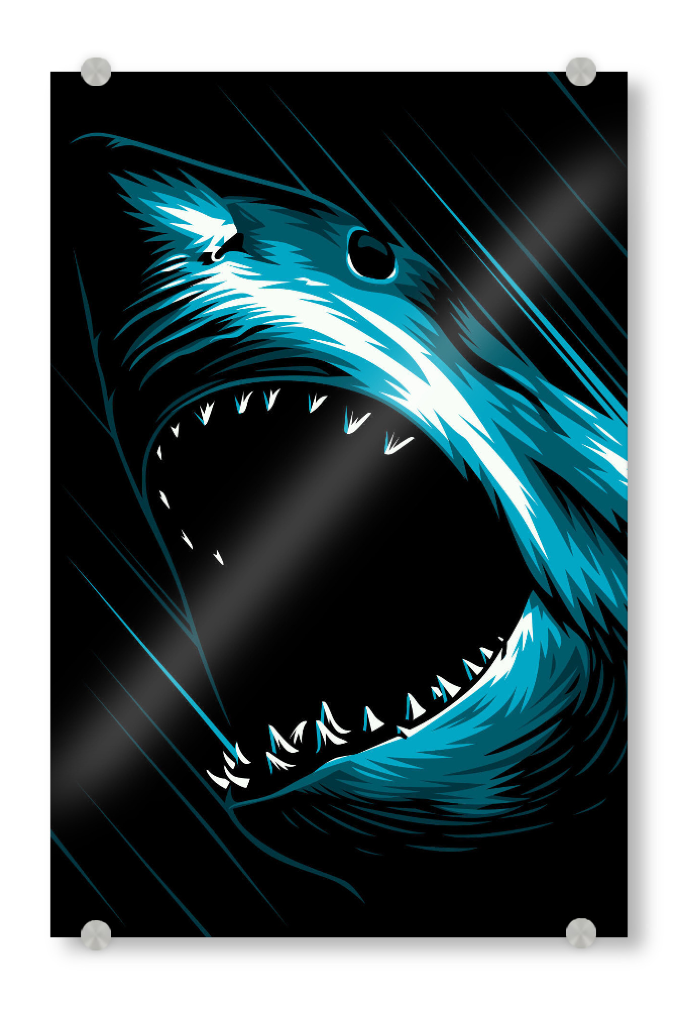 Acrylglasbild "Great SHark" artboxONE - Tiere,Comic - Great shark white,Shark,Fish,Predator,Hai,Tier,Animal,Water,Wasser,Portrait