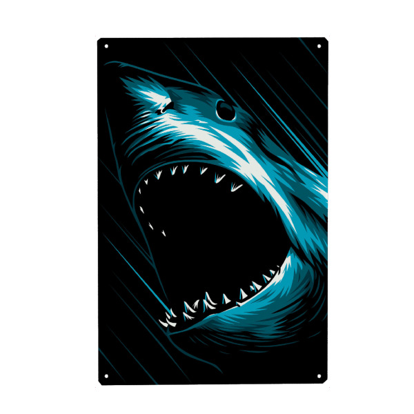 Holzbild "Great SHark" artboxONE - Tiere,Comic - Great shark white,Shark,Fish,Predator,Hai,Tier,Animal,Water,Wasser,Portrait