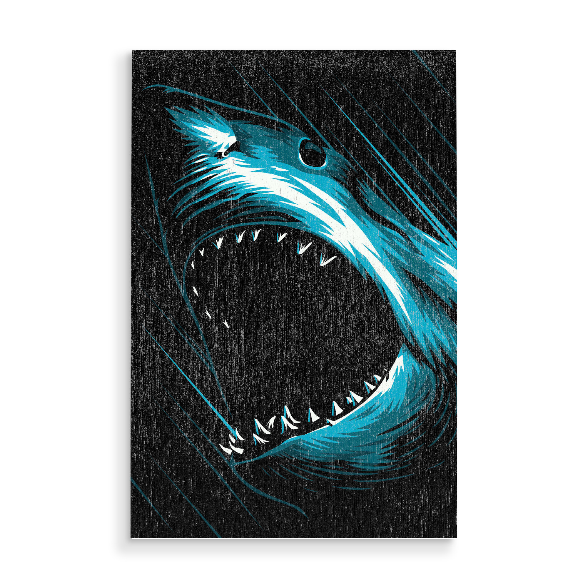 Holzbild "Great SHark" artboxONE - Tiere,Comic - Great shark white,Shark,Fish,Predator,Hai,Tier,Animal,Water,Wasser,Portrait