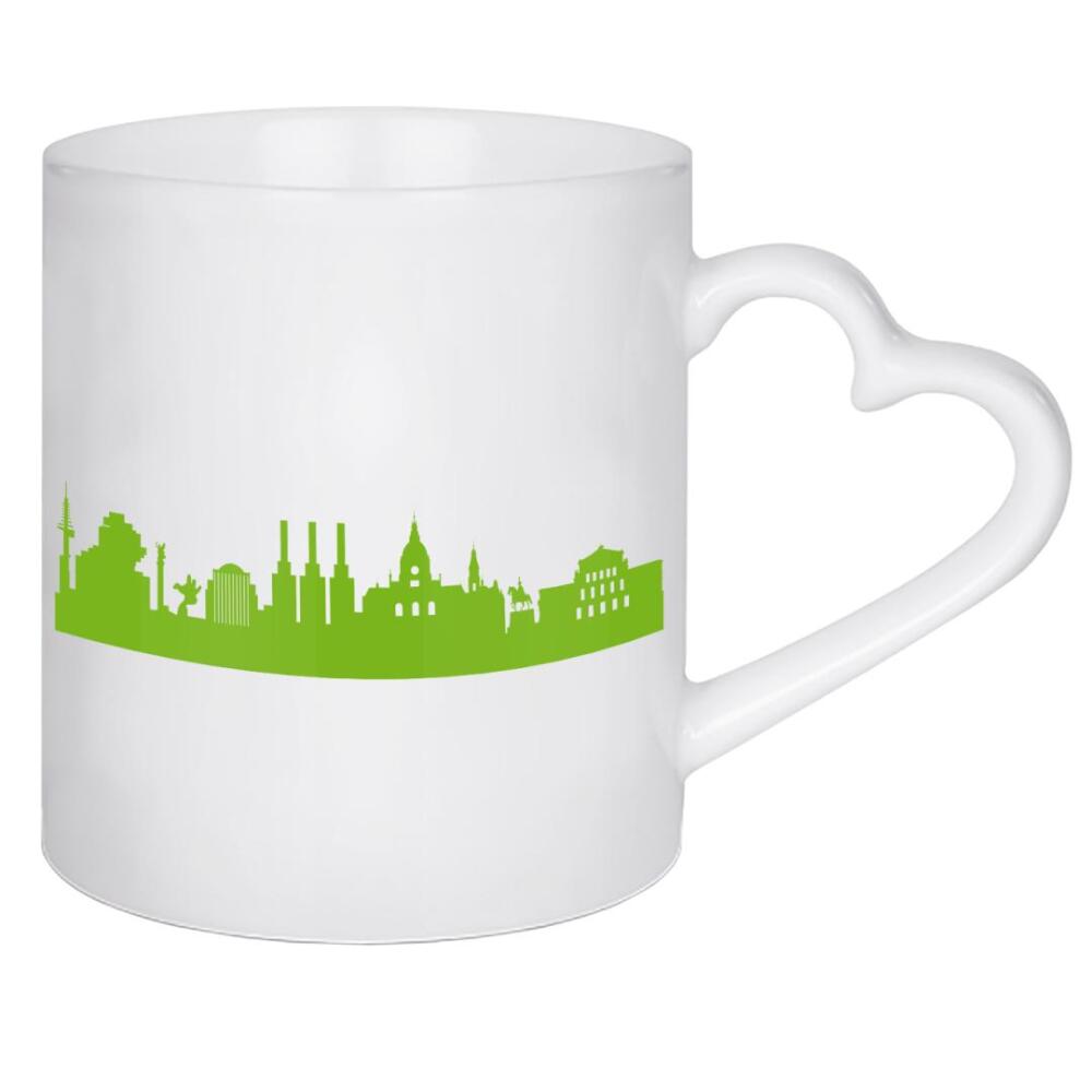 Herztasse "Hannover 01 grüner Skyline-Print" artboxONE - Städte,Abstrakt,Architektur,Städte / Weitere