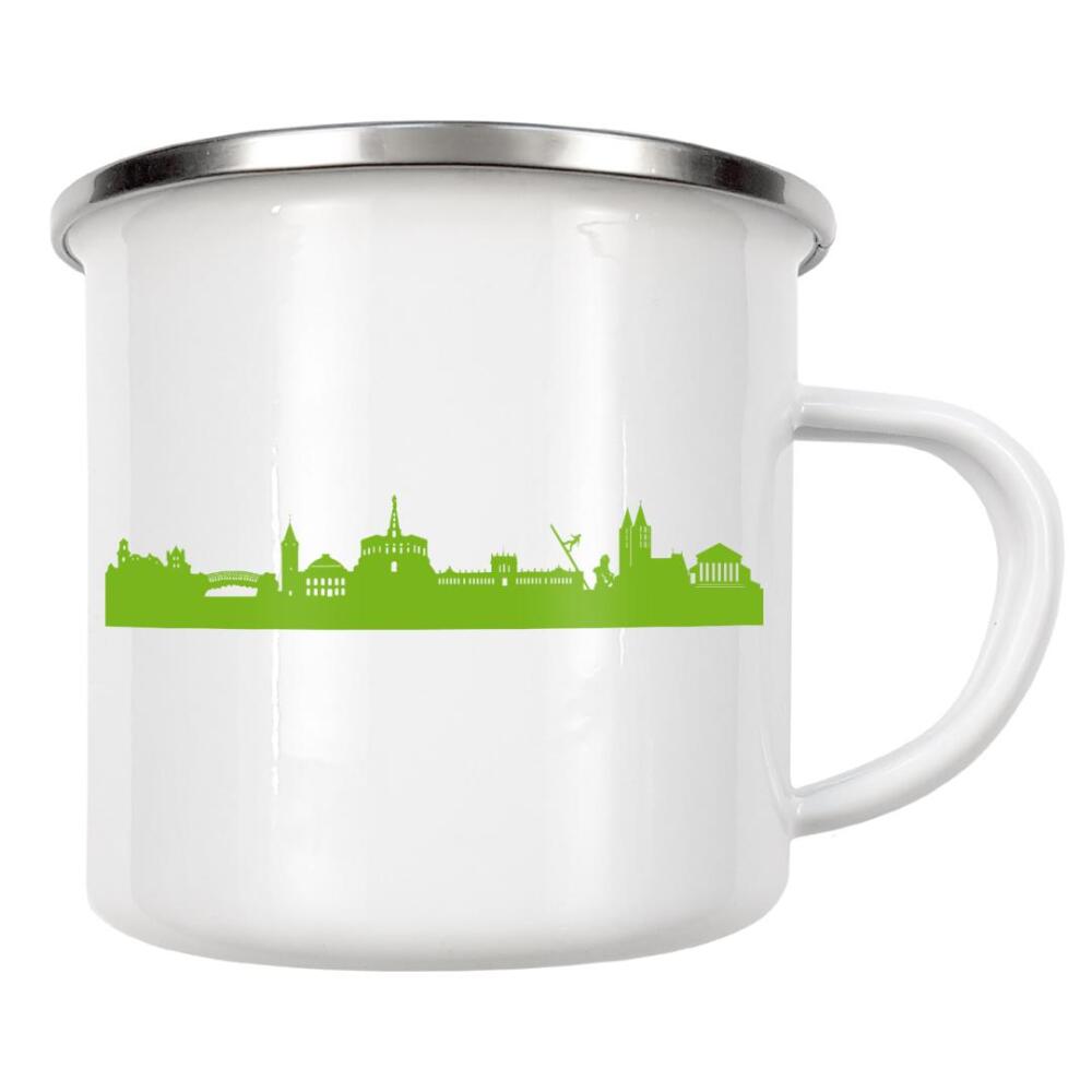 Emaille Tasse "Kassel 01 grüner Skyline-Print" artboxONE - Städte,Abstrakt,Architektur,Städte / Weitere