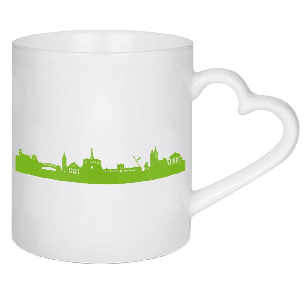 Herztasse "Kassel 01 grüner Skyline-Print" artboxONE - Städte,Abstrakt,Architektur,Städte / Weitere