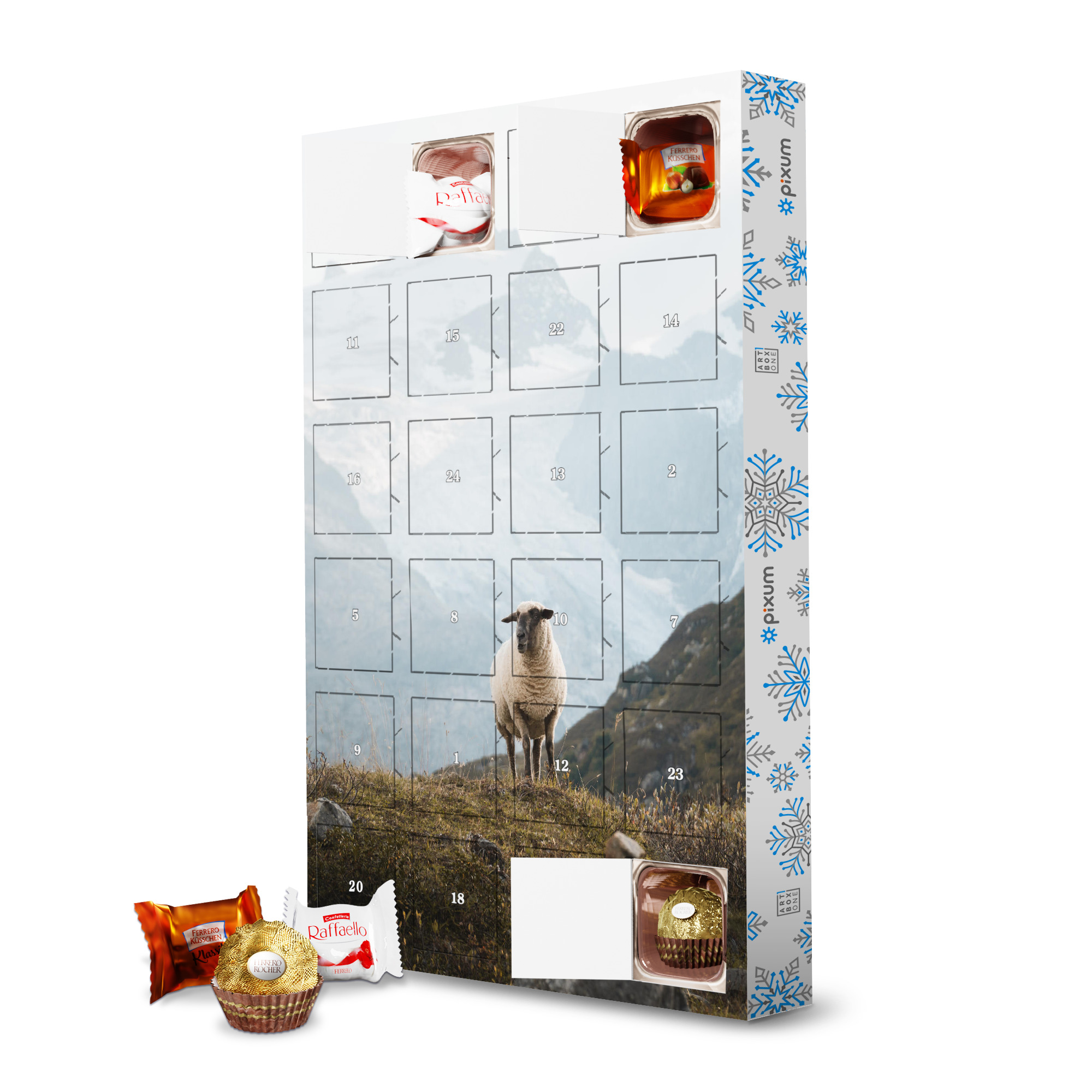 Adventskalender mit Ferrero Pralinen Sheep in the Swiss Alps artboxONE Adventskalender Natur