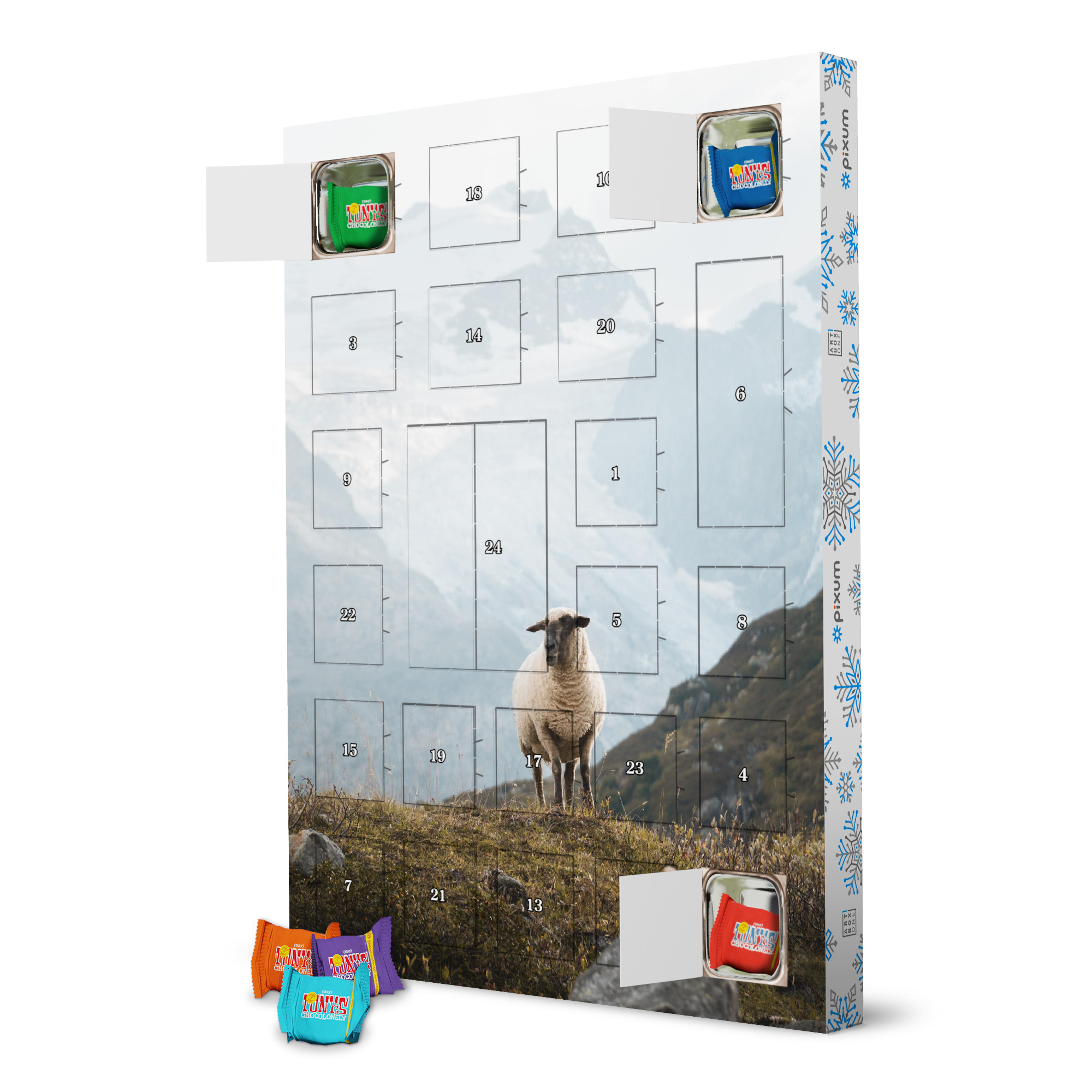 Adventskalender mit Tony's Chocolonely Sheep in the Swiss Alps artboxONE Adventskalender Natur