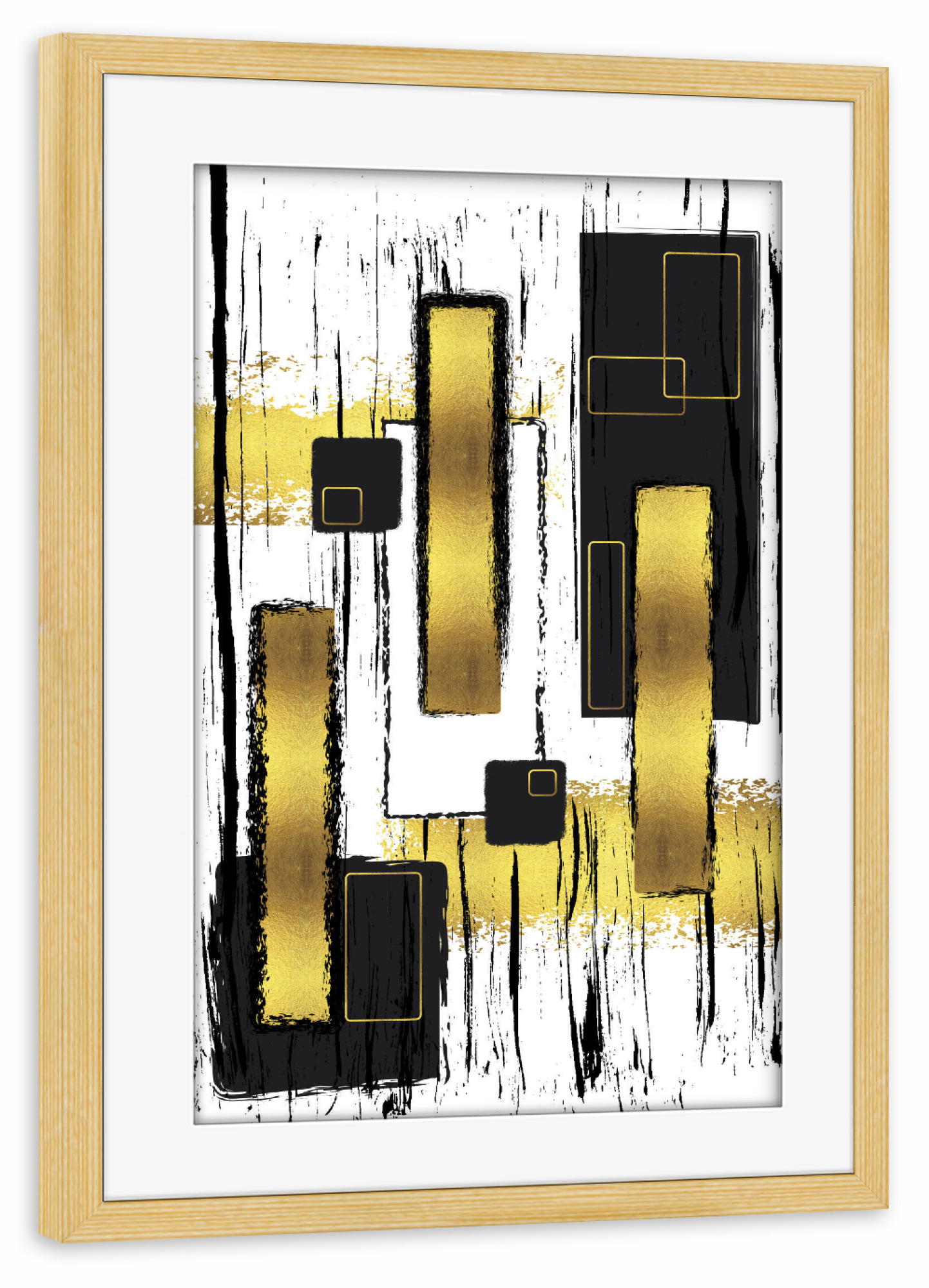 Poster mit Rahmen kiefer "ABSTRAKTE MALEREI Ecken und Kanten" artboxONE - Abstrakt,Geometrie