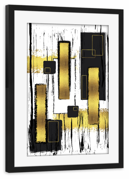 Poster mit Rahmen schwarz "ABSTRAKTE MALEREI Ecken und Kanten" artboxONE - Abstrakt,Geometrie