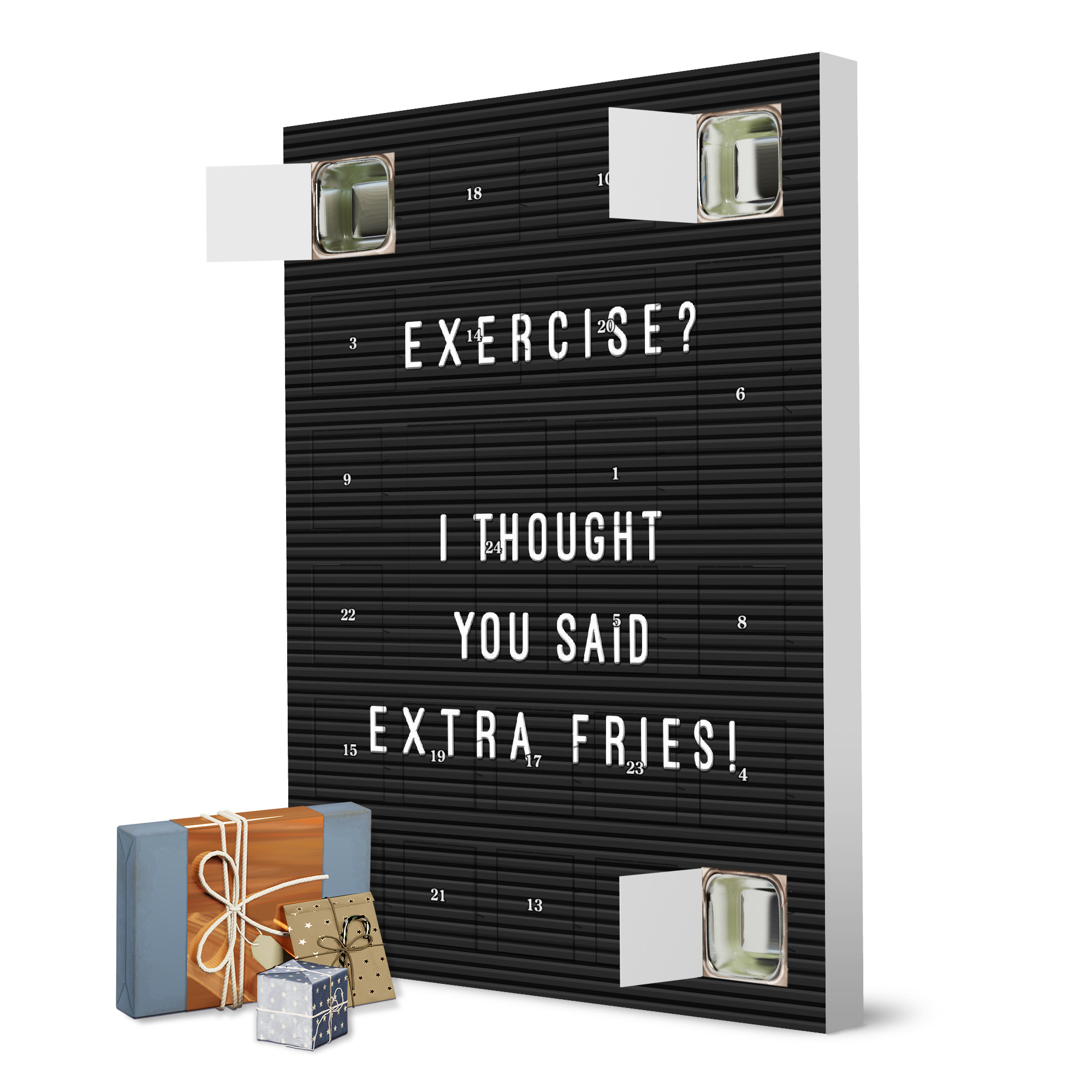 Adventskalender zum Selbstbefüllen Letterboard Extra Fries artboxONE Adventskalender Typografie