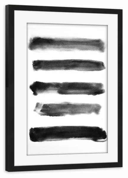 Poster mit Rahmen schwarz "Black and White Paint" artboxONE - Abstrakt - Black,White,Paint,Schwarzweiß,Blackandwhite,Abstract,Abstrakt,Linien,Malerei