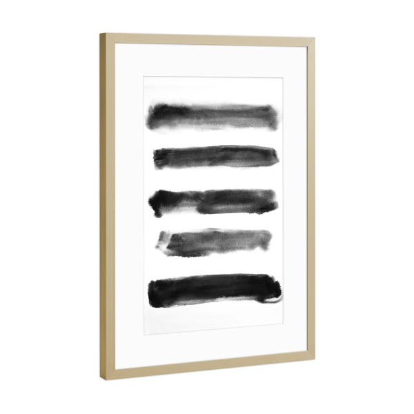 Poster mit Rahmen Gold "Black and White Paint" artboxONE - Abstrakt - Black,White,Paint,Schwarzweiß,Blackandwhite,Abstract,Abstrakt,Linien,Malerei
