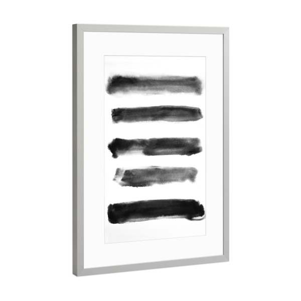 Poster mit Rahmen Silber "Black and White Paint" artboxONE - Abstrakt - Black,White,Paint,Schwarzweiß,Blackandwhite,Abstract,Abstrakt,Linien,Malerei