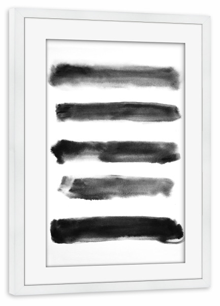 Poster mit Rahmen weiß "Black and White Paint" artboxONE - Abstrakt - Black,White,Paint,Schwarzweiß,Blackandwhite,Abstract,Abstrakt,Linien,Malerei