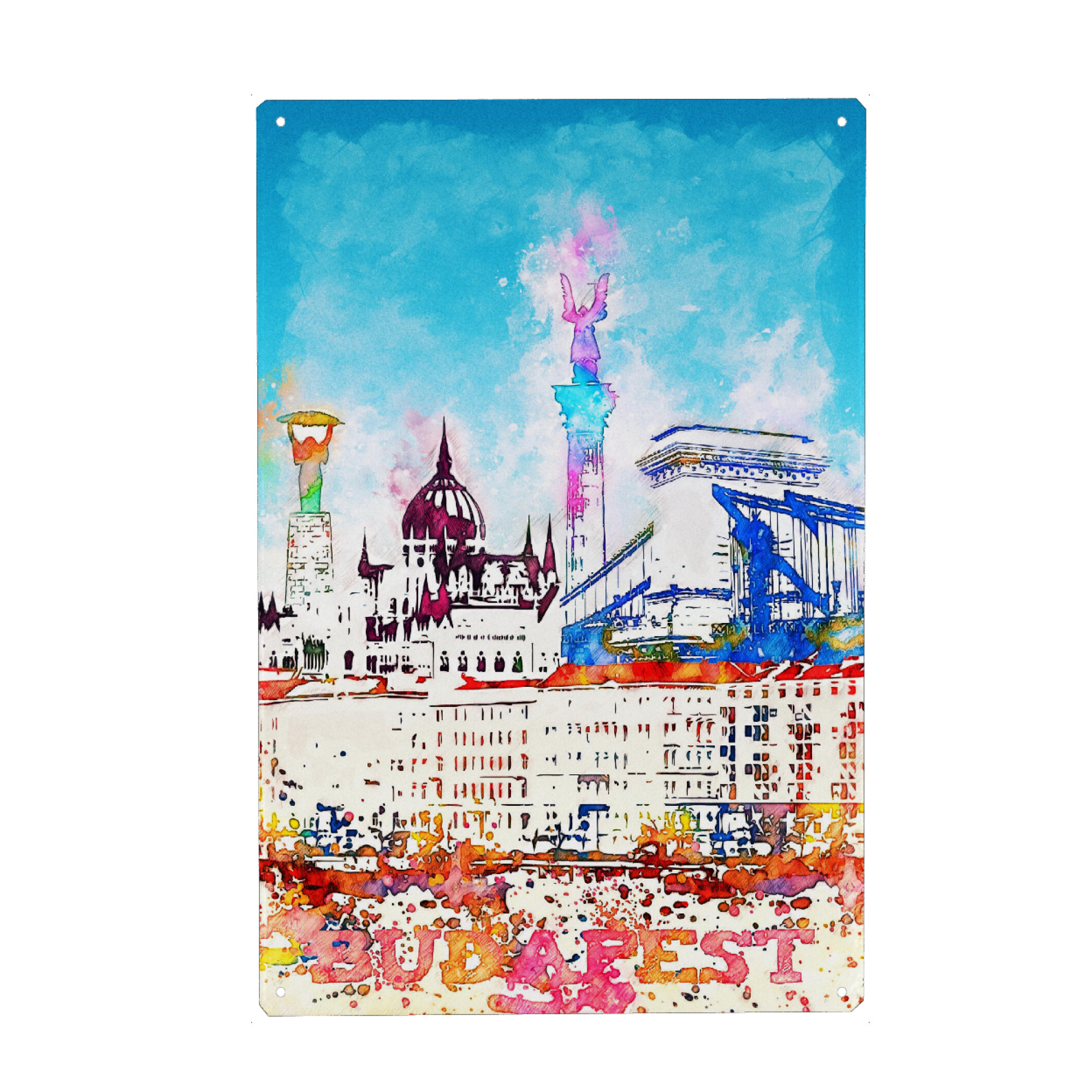 Holzbild "Budapest als Collage in bunt" artboxONE - Städte,Architektur,Städte / Budapest