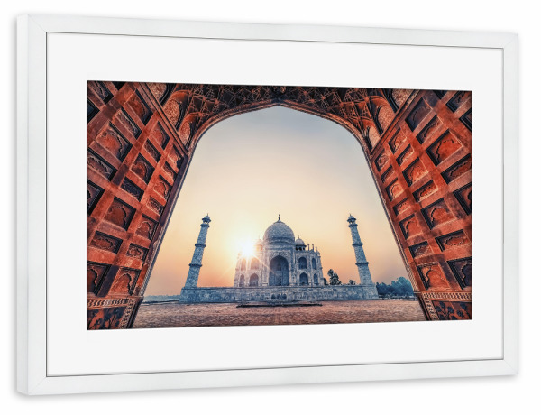 Poster mit Rahmen weiß "Taj Mahal mausolem" artboxONE - Städte,Reise,Architektur,Reise / Asien,Reise / Länder