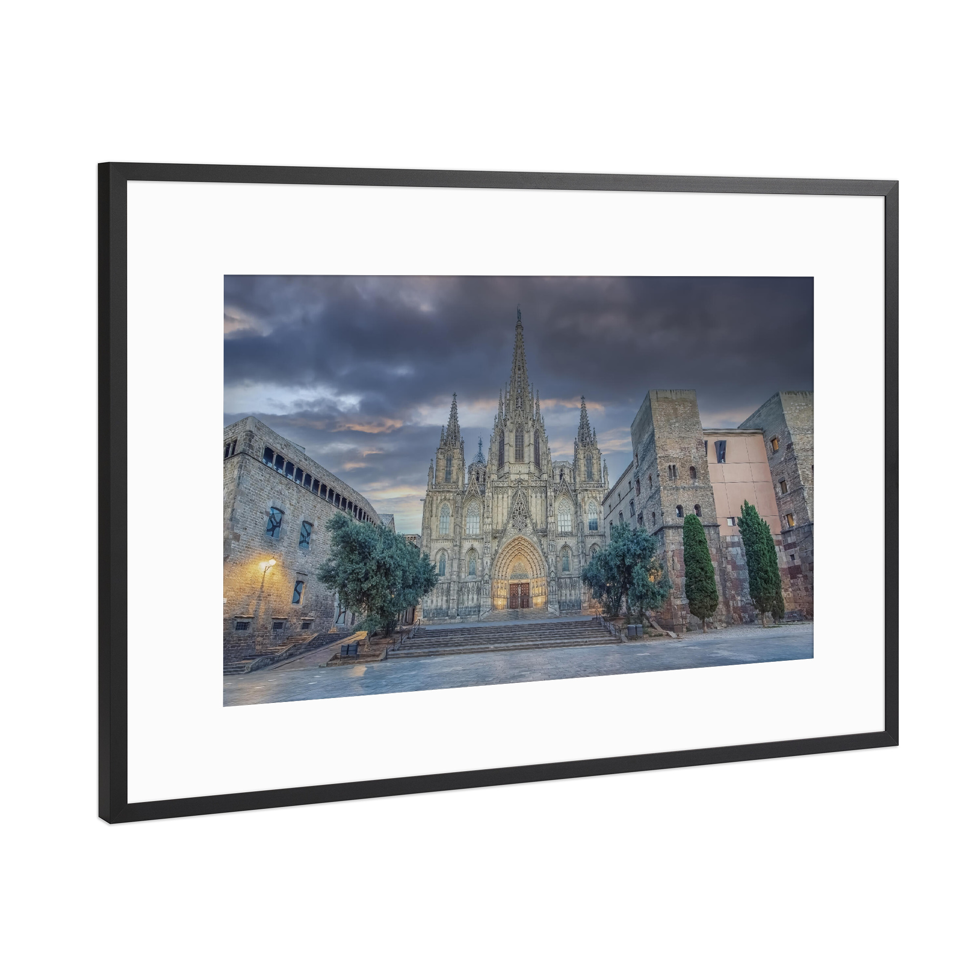 Poster mit Rahmen Schwarz (Metallic) "Barcelona Cathedral" artboxONE - Städte,Reise,Architektur,Reise / Länder,Städte / Barcelona