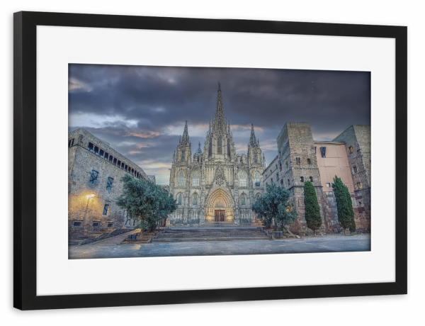 Poster mit Rahmen schwarz "Barcelona Cathedral" artboxONE - Städte,Reise,Architektur,Reise / Länder,Städte / Barcelona
