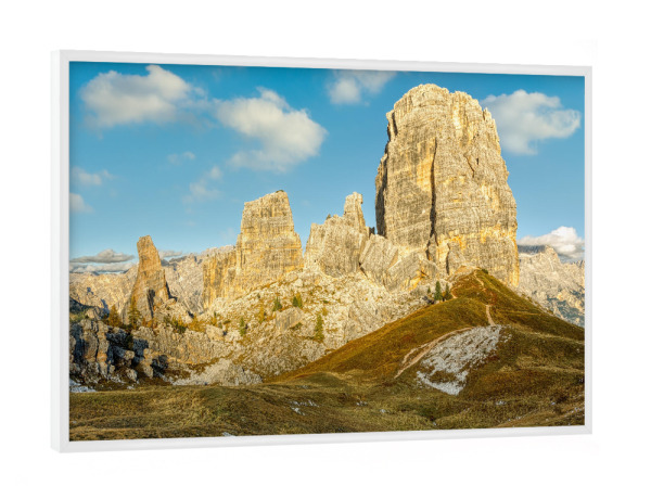Poster mit weißem Rahmen "Cinque Torri Dolomiten" artboxONE - Natur,Reise,Reise / Länder
