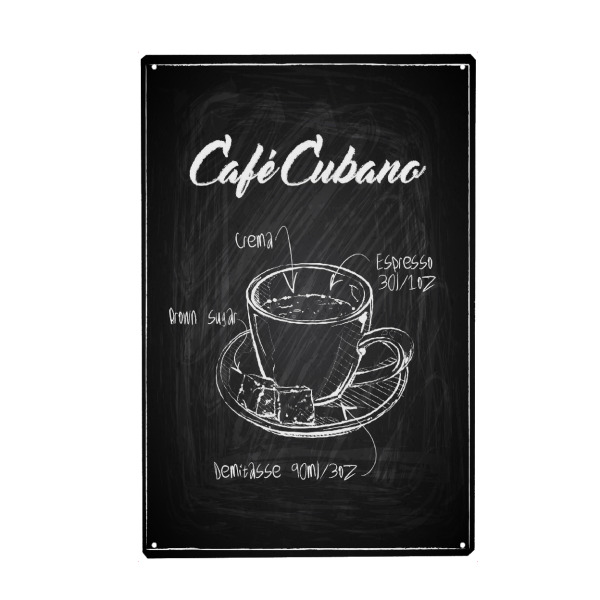 Metall Poster "Cafe' Cubano Zeichnung" artboxONE - Essen & Trinken,Schwarzweiß