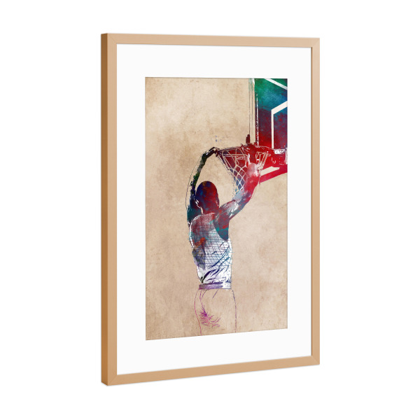 Poster mit Rahmen Kupfer "Basketball sport player" artboxONE - Sport,Sport / Motivation - Basketball,Sport,Basket,Basketball player,Team,Game,Player